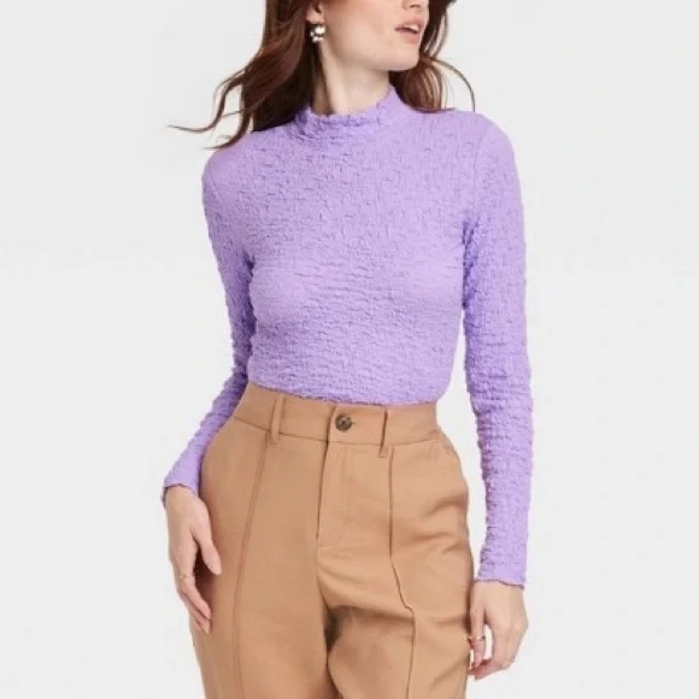 A New Day Mock Kneck Turtleneck Stretch Long Sleeve Top L